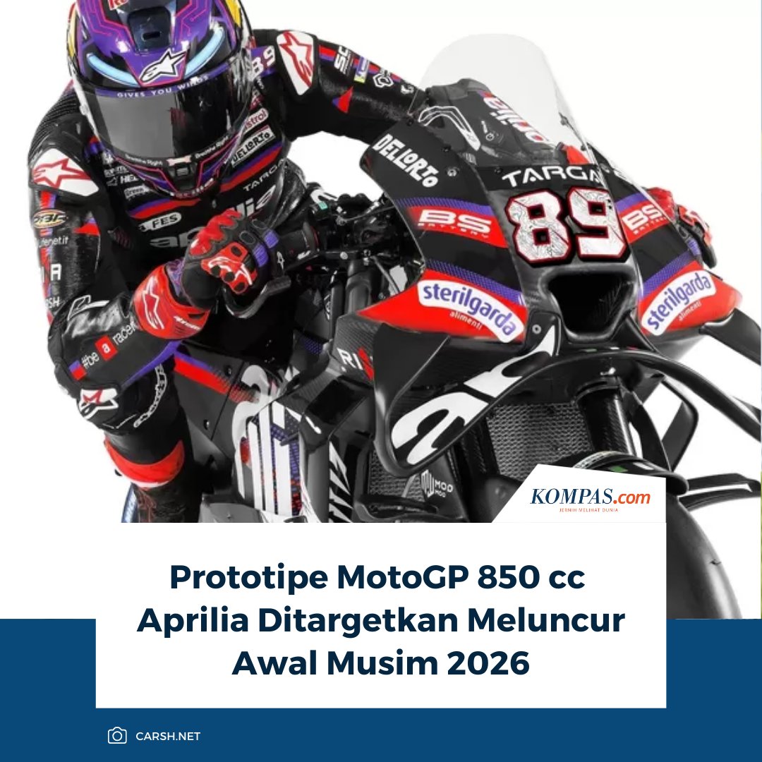 kompascom's tweet photo. Aprilia menargetkan prototipe MotoGP bermesin 850 cc pertama bisa turun ke lintasan pada awal musim semi 2026 atau sekitar bulan Maret.
Baca Selengkapnya ππ»
https://t.co/rIUJbXYCjQ
~NA #MotoGP #Aprilia #MotorBalap #PrototipeMotoGP https://t.co/DYTxFArep2