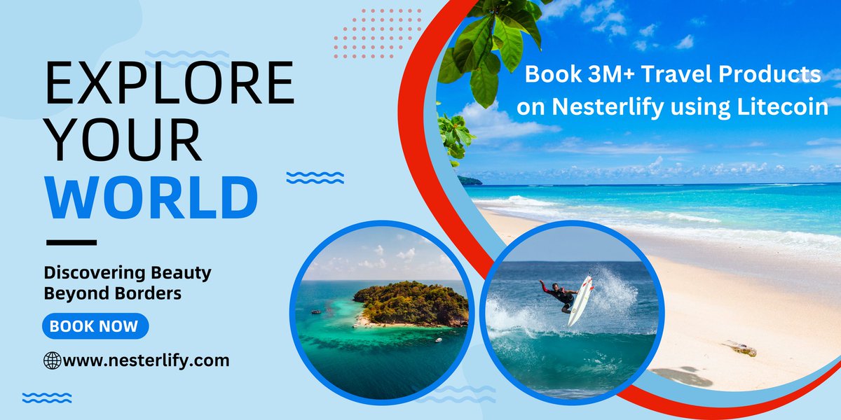 Hello @Litecoin and <a href="/LTCFoundation/">Litecoin Foundation ⚡️</a>!

​You can now book your dream destinations on nesterlify.com using $LTC. Embark on your next great journey today with a 5% discount.

#Litecoin #LTCFoundation #cryptoTravel