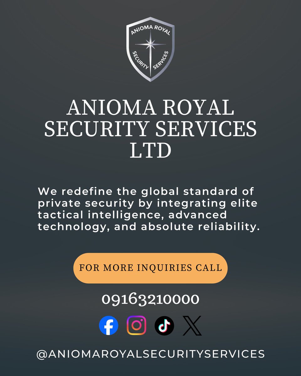 AniomaroyalSS's tweet photo. Professional security is built on discipline, training, and accountability.
At Anioma Royal Security, integrity and preparedness come first.
#ProfessionalSecurity #SecurityDiscipline #ArmedIntegrity #PrivateSecurityServices #AniomaRoyalSecurity https://t.co/TozH3Mtzvk