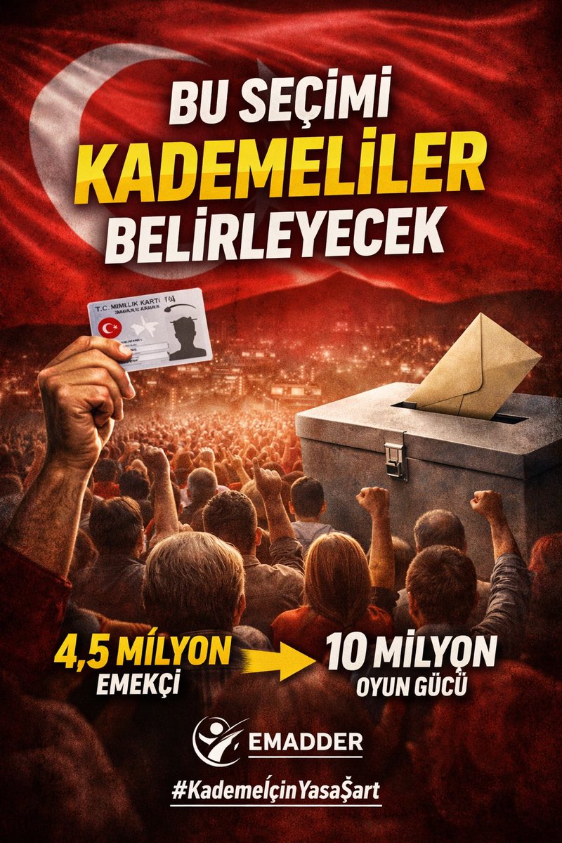 U Y A R I Y O R U Z ;
Görmezden Gelenler Kaybeder ‼️

Türkiye’de bugün kimse siyaseti eski matematikle yapamaz.
Sandık artık sadece partilerin değil, mağduriyetlerin de konuştuğu yerdir.
Ve bu ülkenin en büyük, en diri, en kararlı mağduriyet gruplarından biri kademeli emeklilik