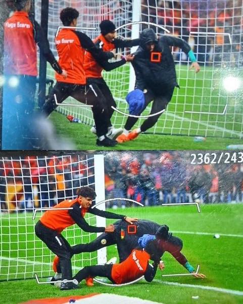 🚨 𝗜𝗡𝗖𝗥𝗘𝗗𝗜𝗕𝗟𝗘 𝗦𝗖𝗘𝗡𝗘𝗦: Moroccan ball boys tried to STEAL and THROW AWAY Édouard Mendy’s towel during last night's AFCON final. 😱

Yehvann Diouf, Senegal's No.2 goalkeeper, was even dragged along the ground and chased by them because he was protecting Édouard
