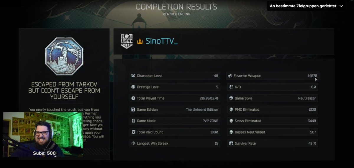 i just FIRST TRYED Terminal - Debtor ending (was so late cause i did prestige 5 before) thank u so much the expierence, i fking LOVE tarkov.
<a href="/nikgeneburn/">Nikita Buyanov</a>
<a href="/tarkov/">Escape from Tarkov</a> #EscapeFromTarkov