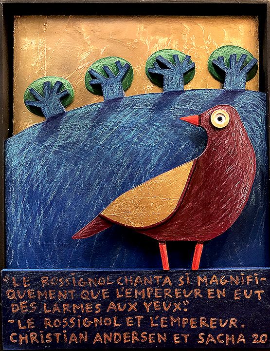 Art of the Day! "Oiseau sur fond d'or". Buy at: ArtPal.com/sacha-schwarz?…