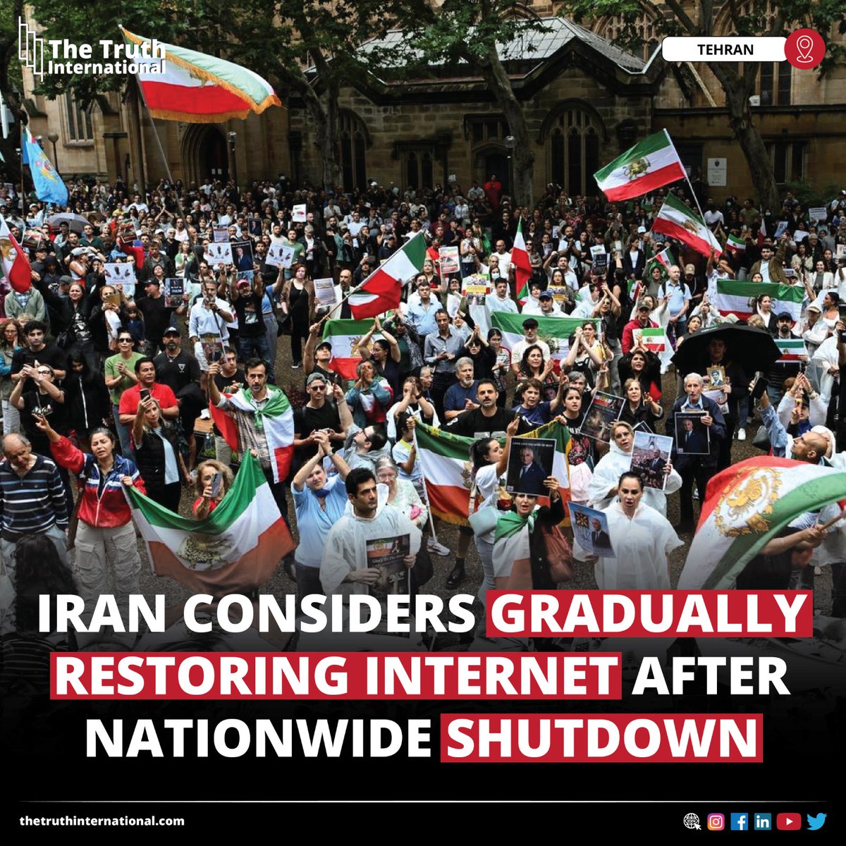 ttimagazine's tweet image. Iran Considers Gradually Restoring Internet After Nationwide Shutdown

FIND MORE: thetruthinternational.com/iran-considers…

#Iran #Considers #Gradually #Restoring #Internet #Nationwide #Shutdown #Tehran #TTI