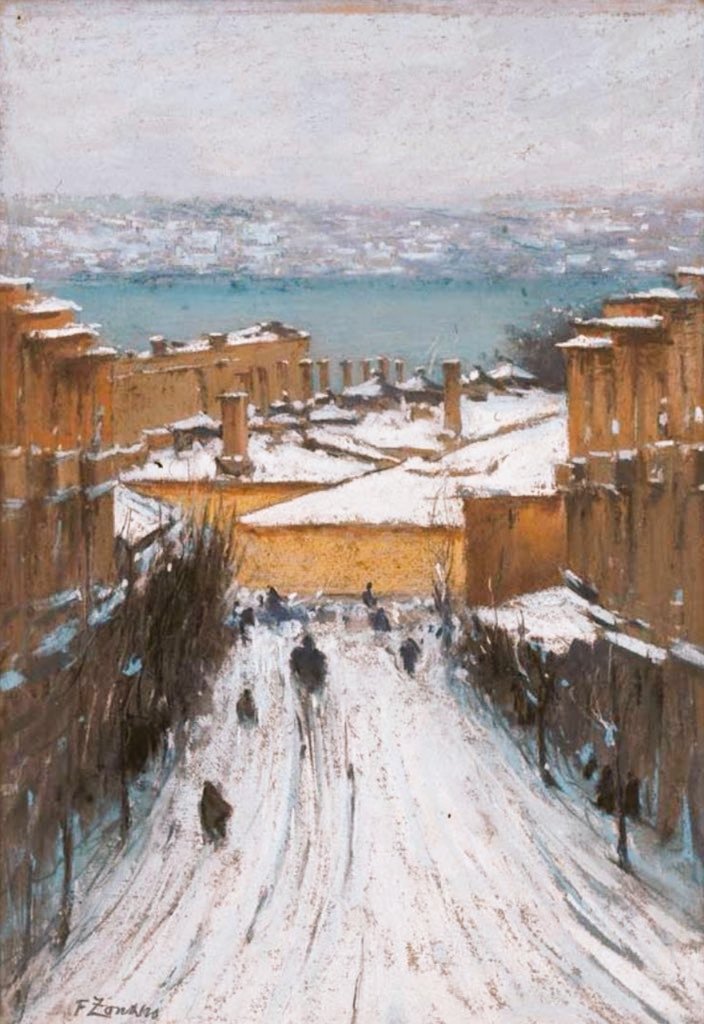 MugeKortanoglu's tweet photo. İstanbul'da kar.
Beşiktaş Akaretler'de oturan, Osmanlı Saray Ressamı Fausto Zonaro'nun (1854-1929) evinden Beşiktaş kar manzarası.. https://t.co/PeO6PFDyh3