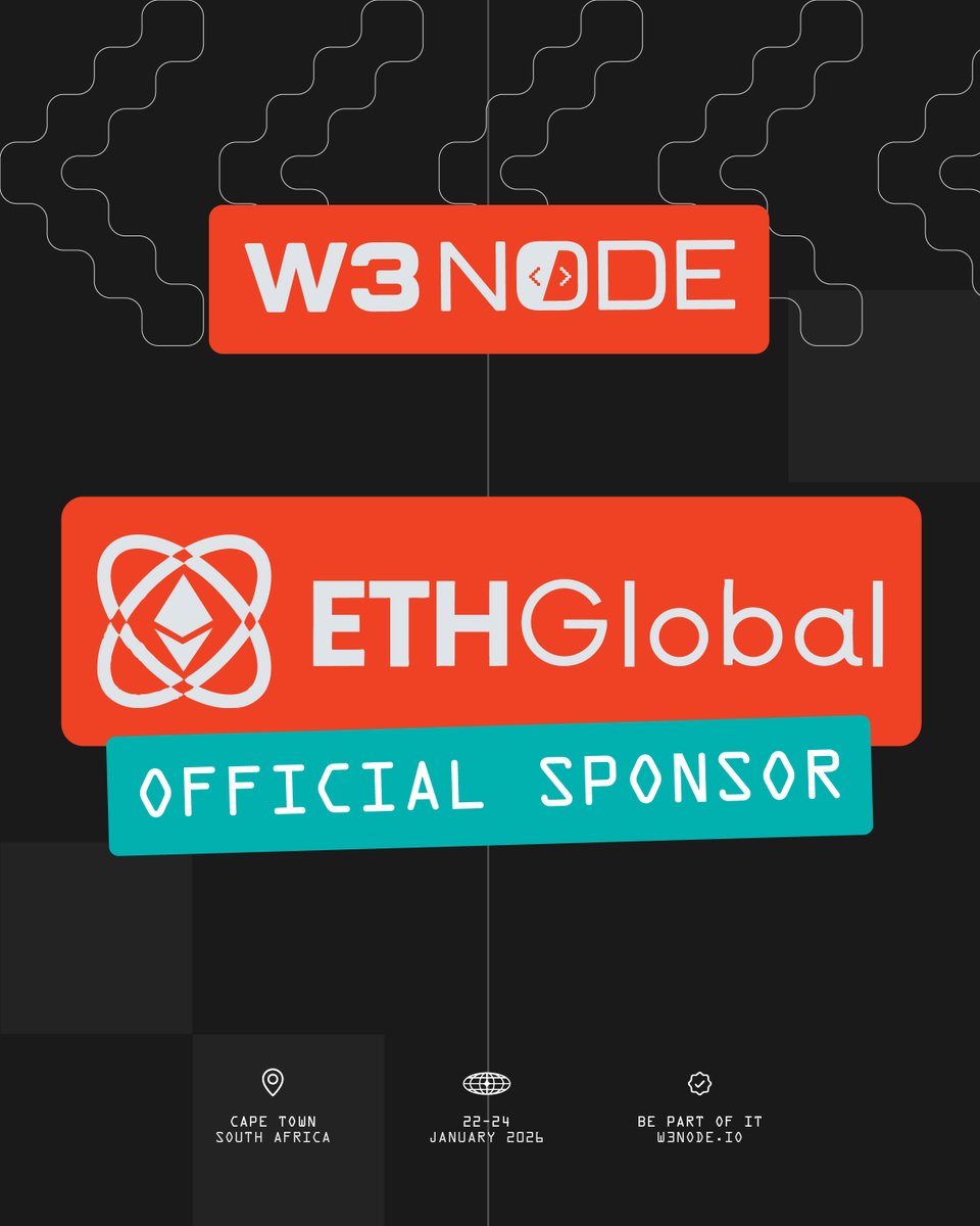 🤝 Sponsor Announcement

Welcome <a href="/ETHGlobal/">ETHGlobal</a> as a sponsor of W3Node 2026.

Empowering Ethereum builders worldwide and supporting Africa’s Web3 future.

📆 22–24 Jan 2026 | 📍 Cape Town

#W3Node2026 #ETHGlobal