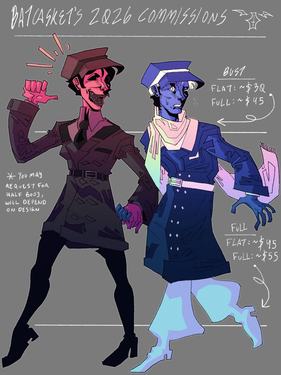 Alt text for more deets/written text :]

I’m open once more!! Slots will only be out of three (3).
-
-
-
#commissionsopen #commission #commissionart #Procreate