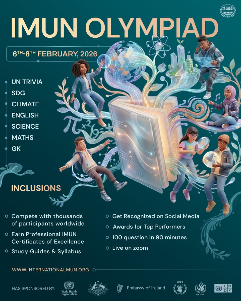 LeonelNdedi's tweet photo. 🌍 IMUN Olympiad 2026
📅 6–8 Feb 2026 | 💻 Online (Zoom)
🧠 100 questions • 90 minutes
🏆 Global competition • 📜 Certificates • 🎖️ Awards
👉 Register: https://t.co/cV0e0JmaYv
👉 Referral Code: NG19312
#IMUNOlympiad #IMUN2026 #GlobalLearning #FutureLeaders https://t.co/Z8oUvQXuFp