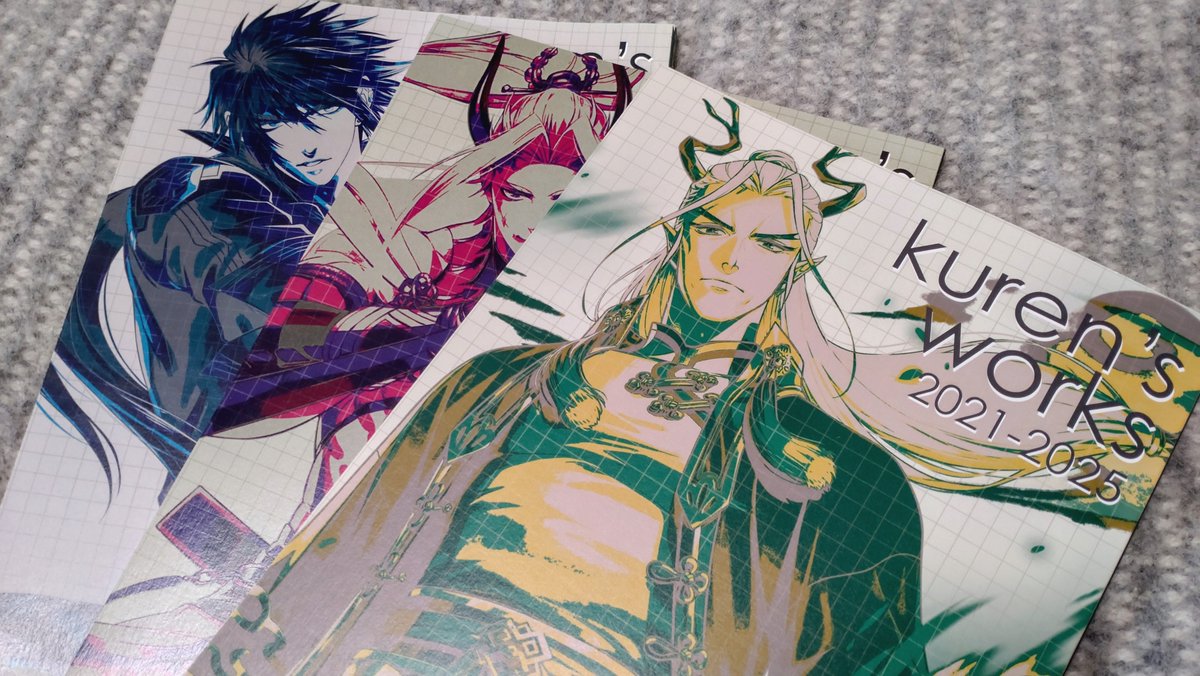 「5年毎に作ってる仕事絵画集届いたー! 3冊目は背幅9ミリ過去最高の厚さになりまし」|kuren( =’•ω•‛= )のイラスト