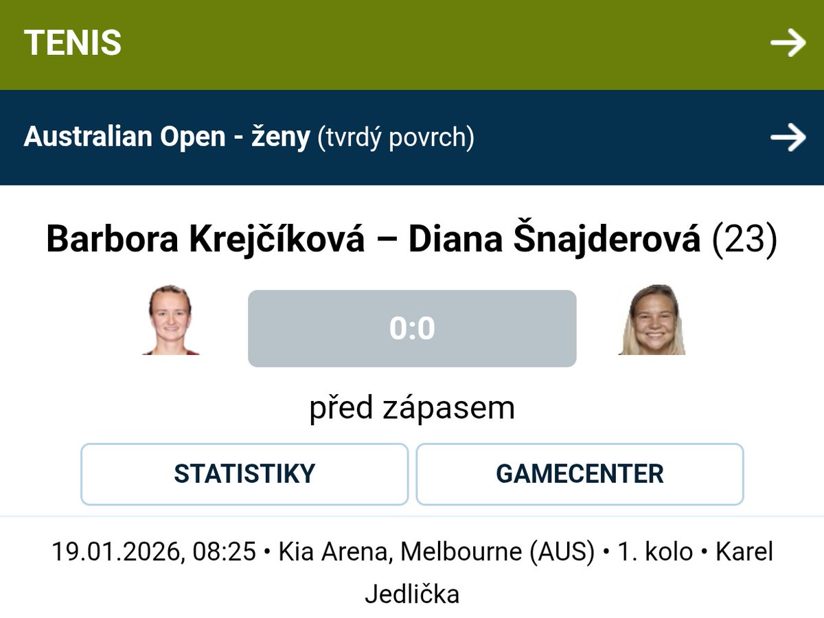 🎾 Tenis | Dvojnásobná grandslamová vítězka Barbora Krejčíková vyzve v prvním kole Australian Open nasazenou hráčku číslo 23 Dianu Šnajderovou. Podaří se tenistce z Ivančic postoupit do druhého kola❓Onlajn přenos ⤵️ 1url.cz/dJmSe
#Onlajny_com #AO #australianopen