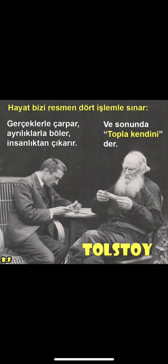 ErozanSevki's tweet image. Ne güzel söylemiş Tolstoy hayat dört işlem