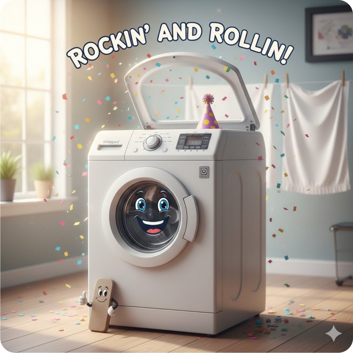 kenmlmpro's tweet photo. Just gave my 20-year-old washing machine a makeover with an emery board and YouTube magic! 🎶 Now it’s singing through cycles like a rockstar. Ready to tackle Laundry Day! #SatisfiedFixer #LaundryLegends 💪✨ https://t.co/TpCL3v5cFh