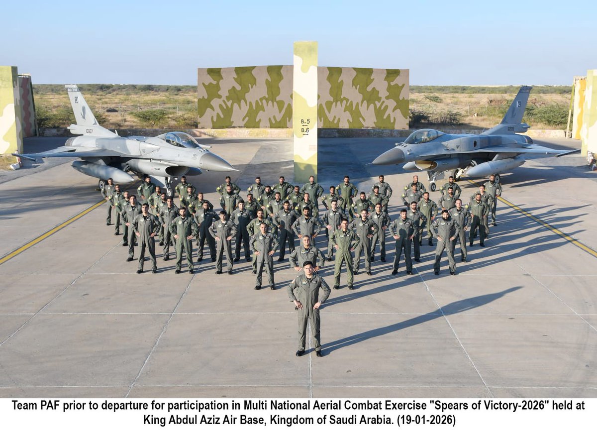Muhamma83980624's tweet photo. PAF CONTINGENT ARRIVES IN KINGDOM OF SAUDI ARABIA TO PARTICIPATE IN EXERCISE SPEARS OF VICTORY-2026 https://t.co/NqbMf3Aggm
