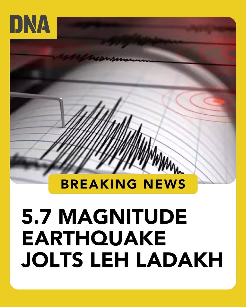 dna's tweet image. A magnitude 5.7 earthquake shook the northwestern Kashmir region on Monday, according to the National Centre for Seismology. Govt issues advisory. 

Read Here: tinyurl.com/r24b72ta

#DNAUpdates | #Leh | #Ladakh | #Earthquake