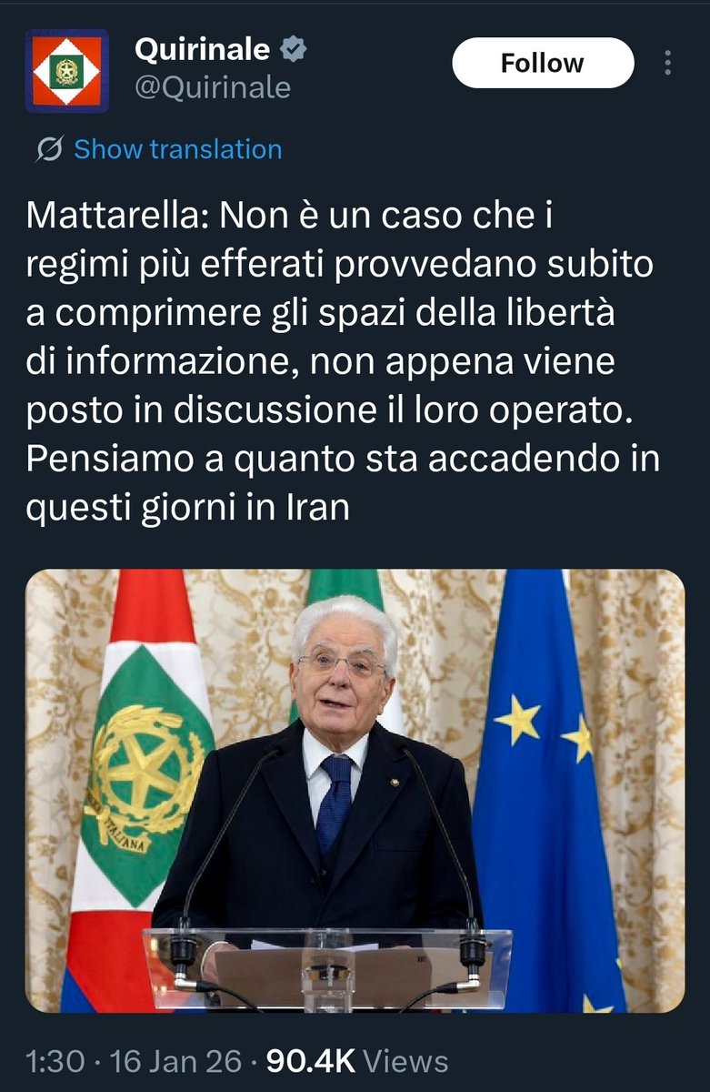 Presidente, non serve guardare così lontano. 
A Gennaio 2025, in Italia, i conti di "Visione TV" sono stati bloccati da sanzioni UE "contro la propaganda", un termine dietro al quale troppo spesso si nasconde la censura. 
Prima di parlare della libertà d’informazione altrui,