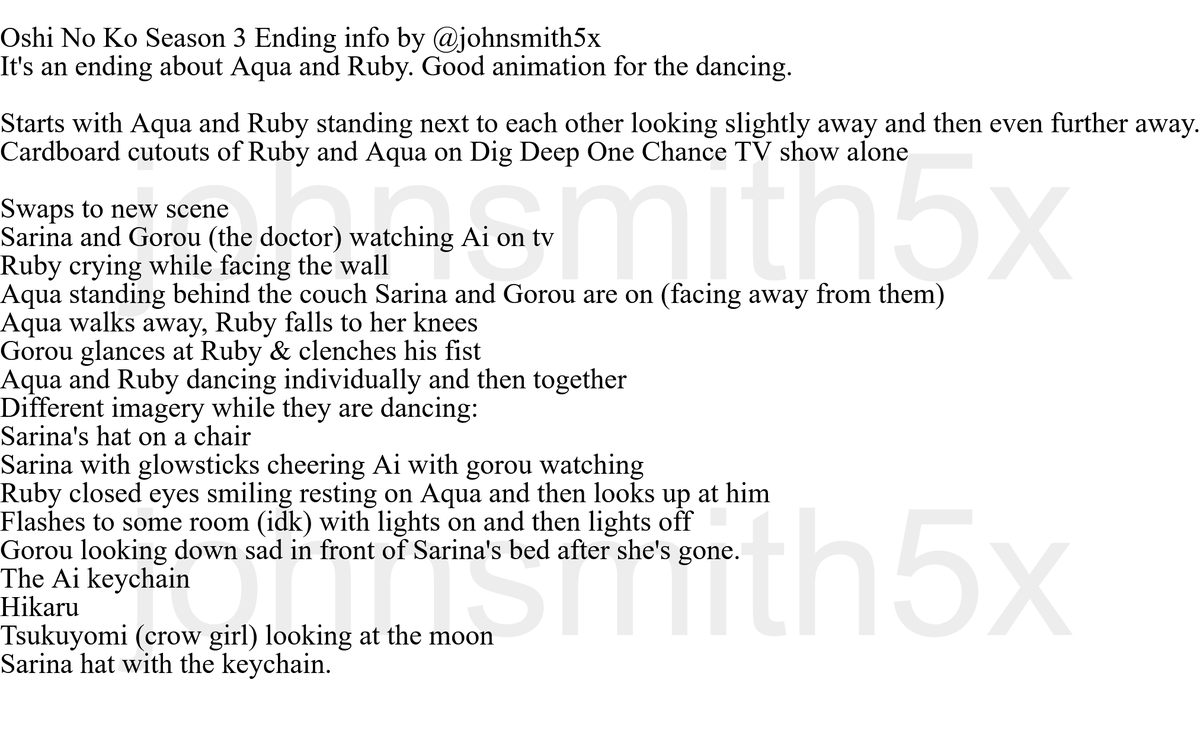 johnsmith5x's tweet image. Oshi No Ko Season 3 Ending Info