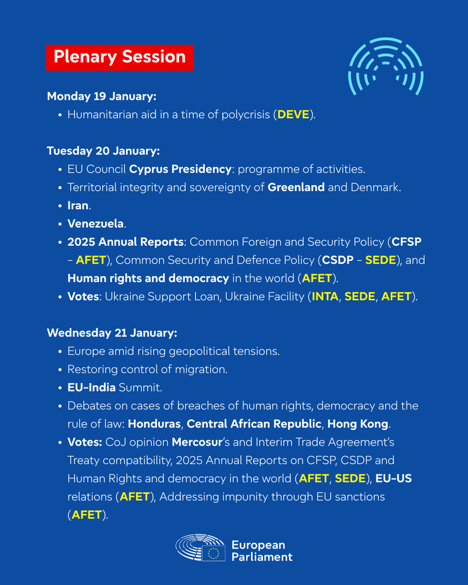 First @europarl_EN #plenarysession of 2026! ⚖️ Find out what's