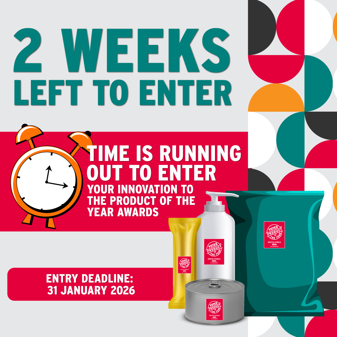PoYAwards's tweet image. FOMO or PROMO? ⏳
Entries for #ProductOfTheYear 2026 are closing soon. With 81% of shoppers recognising our logo, this award can supercharge your brand and sales.
Think your product stands out?
Enter now 👉 productoftheyear.co.za/enter/
#Innovation #ConsumerVoted