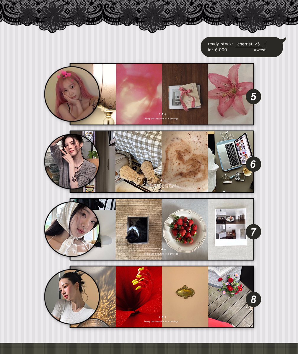 buttesr's tweet image. help repost, please? 

hi! aku ada 8 layout moodboard ready stock chara girlgroup &amp;amp; actress: hanni, jongseo, garam, somi, giselle, sohee, shin sia &amp;amp; karina di bawah ini dengan harga 6.000. untuk lengkapnya cek alt, thx u! ❤︎

#zonauang #zonaba #zonajajan