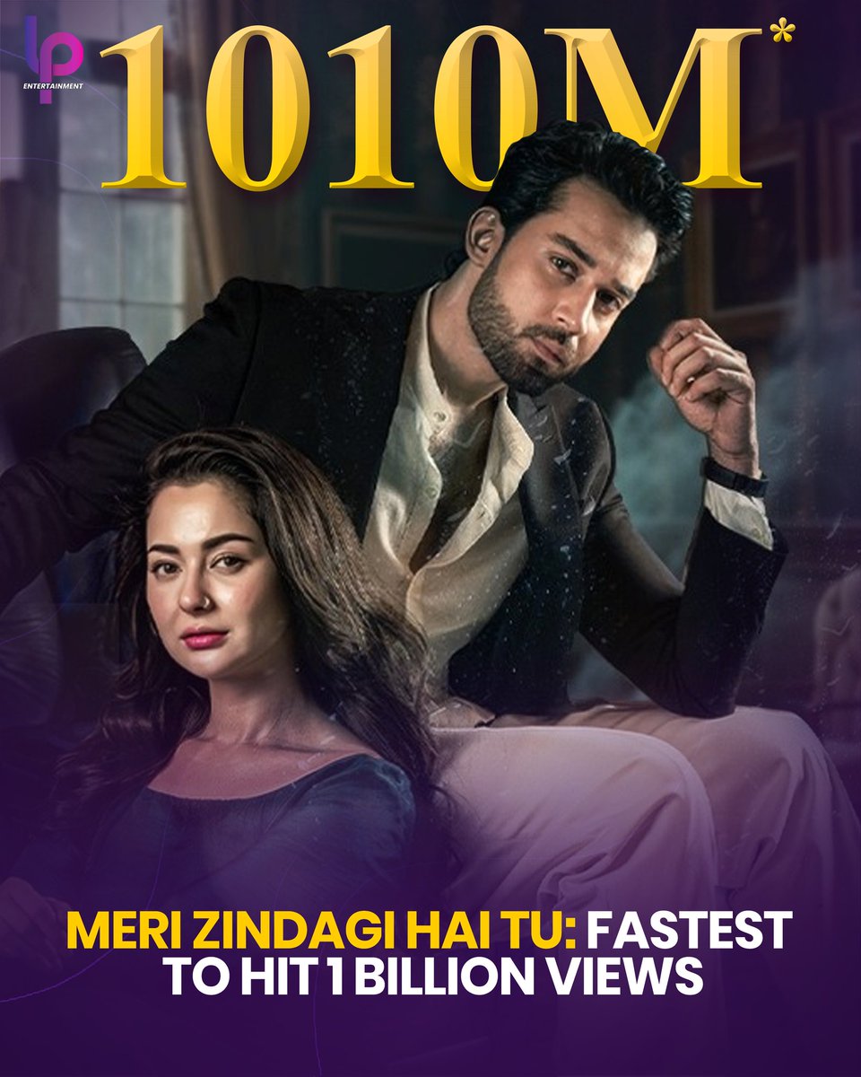 LP_Entertainmnt's tweet image. Meri Zindagi Hai Tu creates History! 
The drama has become the fastest to cross 1 Billion Views Milestone in just 22 episodes. Previously Sher achieved this in record 24 Episodes. 

#BilalAbbas #HaniaAamir #MeriZindagiHaiTu #Milestone #LPEntertainment