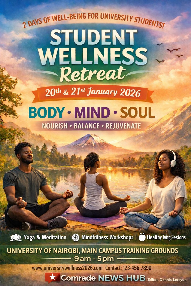 Zennmjanja's tweet photo. 2 day physical and emotional wellness campaign for comrades sponsored by Comrade News Hub in partnership with University of Nairobi at Main campus training grounds.
#SiniUoN
#Bodywellness
#Mindwellness
#Healthylifestyle
#Comradewellbeing https://t.co/h80HOxxM0w