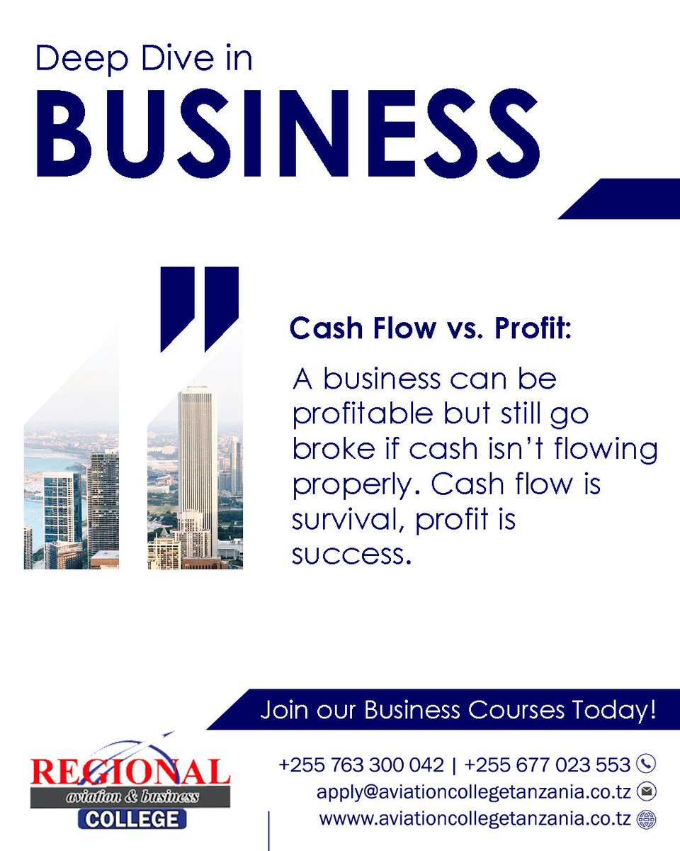 RACTanzania's tweet photo. 🔹 Profit shows how well you're growing
🔹 Without proper cashflow, even profitable businesses can struggle
🔹 Focus on balancing both for sustainable growth
Keep your cash flowing and profits growing!

#Cashflow #Profit #BusinessGrowth #RAC #BusinessCourses https://t.co/fHbJPEU8f8