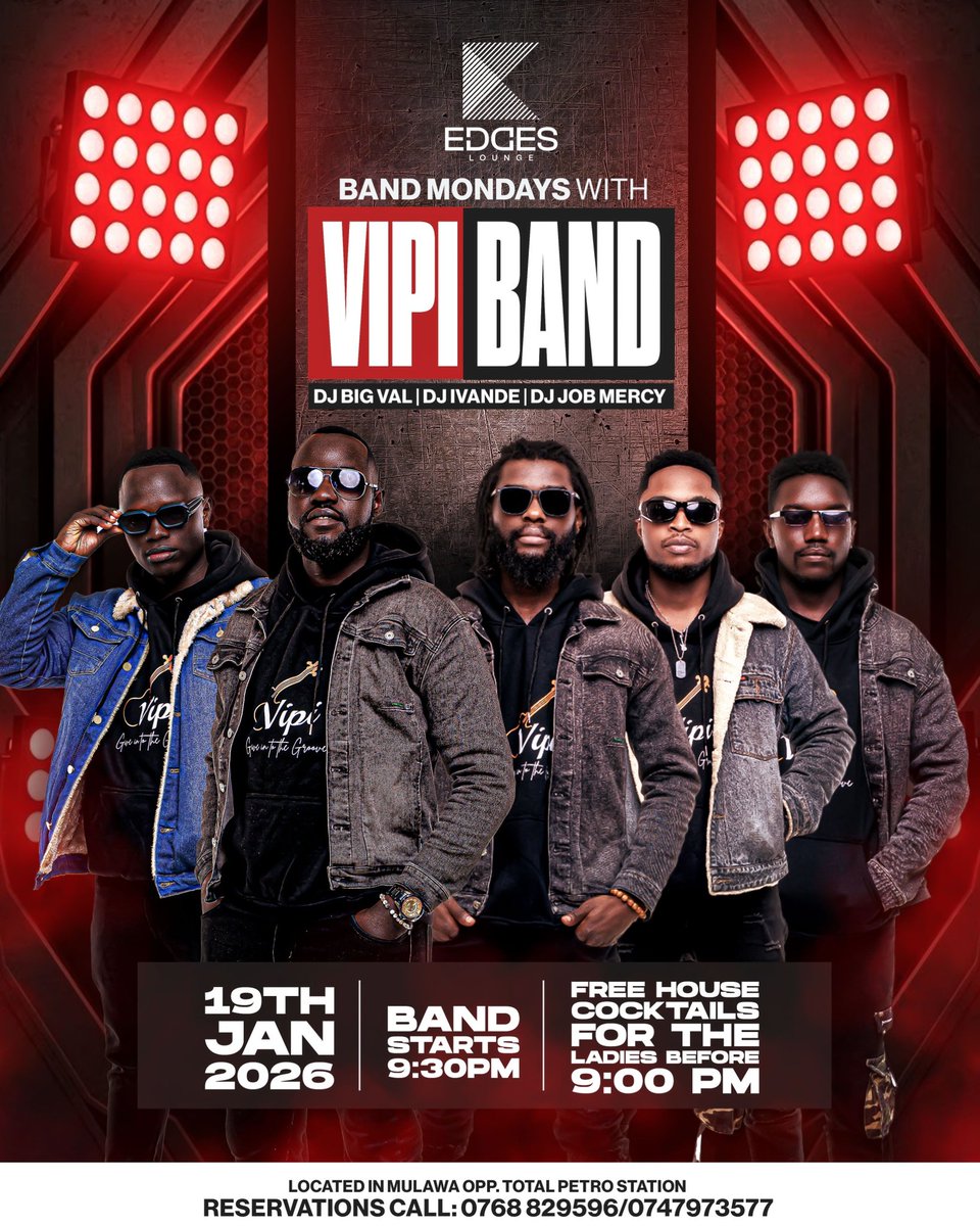 Where Mondays feel like weekends! 

VIPI Band live at Edges Lounge
Free house cocktails for ladies before 9 PM