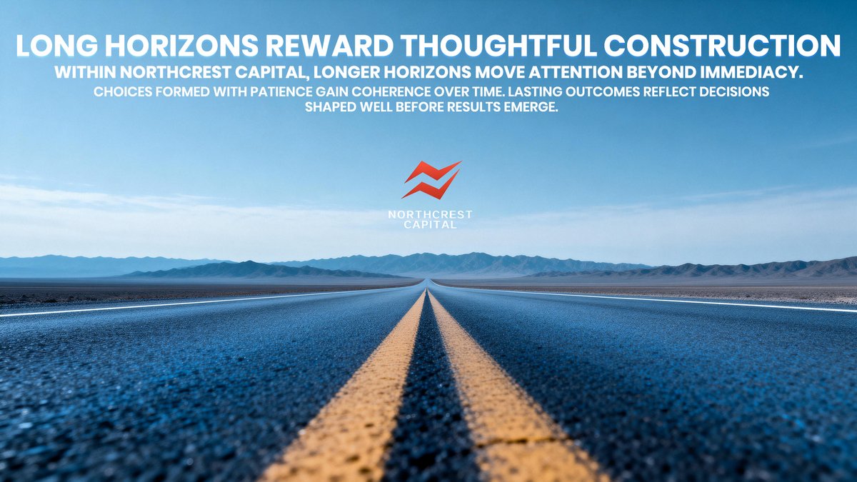 NorthcrestLTD's tweet image. ⏳ Longer horizons change how decisions gain meaning 🧠
📘 At Northcrest Capital, relevance grows when patience outlasts urgency 🌱
📐 Gradual alignment forms deeper connections, shaping clarity over time 🔍

#NorthcrestCapital #LongTermView #MeasuredProgress #EnduringPerspective