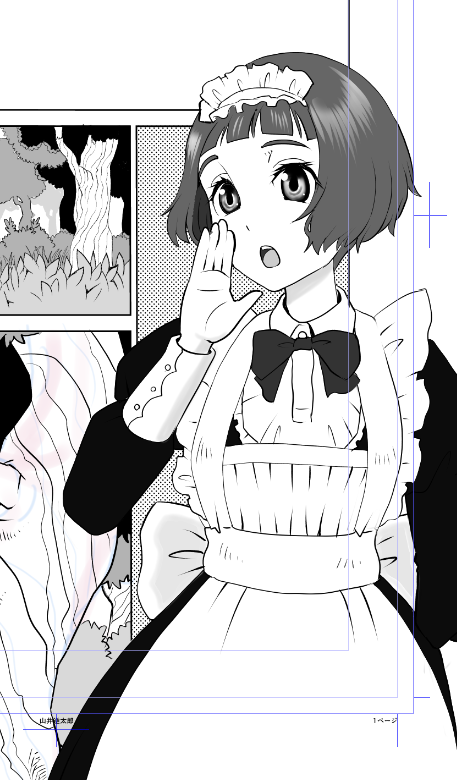 漫画展まであと二日しかないという事情もありますが、お話の雰囲気に合わせるという意図でも今回はこのくらいの軽い仕上げにしようと決めて作業中です。 