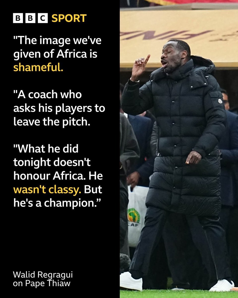 History does not remember who's classy, History remember's who's courageous in the face of injustice, History will always remember winners. Thiaw is a winner and will be remembered. Regragui the Moroccoan coach will fade into obscurity