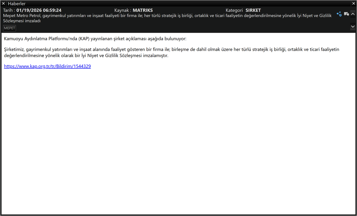 Financoor's tweet image. #MEPET 
Sabah düşen KAP bilgisi, hisse 15 TL’den yazıldı; güncel fiyatı 20 TL, Yani boşuna yazmadım
Vaktinde değerlendiren kısa sürede güzel kazanç elde etmiş
2026 yılı içinde adını çokça duyuracağını düşünüyorum.