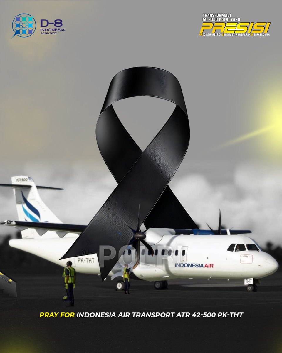 Kepolisian Negara Republik Indonesia turut berduka cita atas insiden jatuhnya pesawat Indonesia Air Transport ATR 42-500 PK-THT di Gunung Bulusaraung, Kabupaten Pangkep, Sulawesi Selatan.