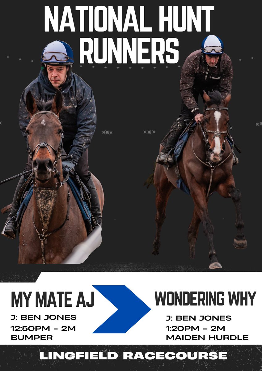 My Mate AJ and Wondering Why both head to <a href="/LingfieldPark/">Lingfield Park</a> today 🤞🏼🤞🏼 Ben Jones does the steering. Come back safe lads, you have over 40 owners who will be roaring you home 🙏🏻🐎🔥

#horseracingtips #basherwattsracing #racehorses #syndicate