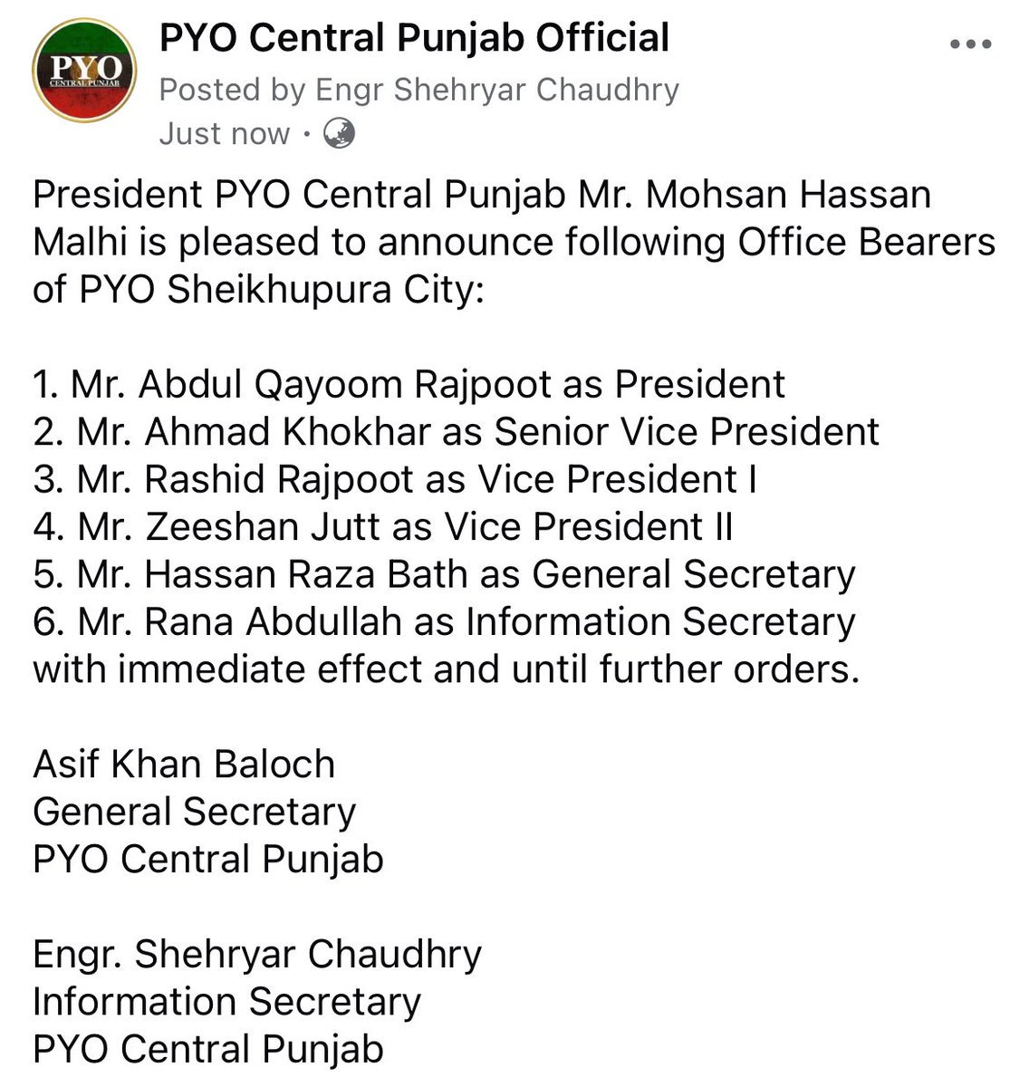 PYO Central Punjab Official tweet media