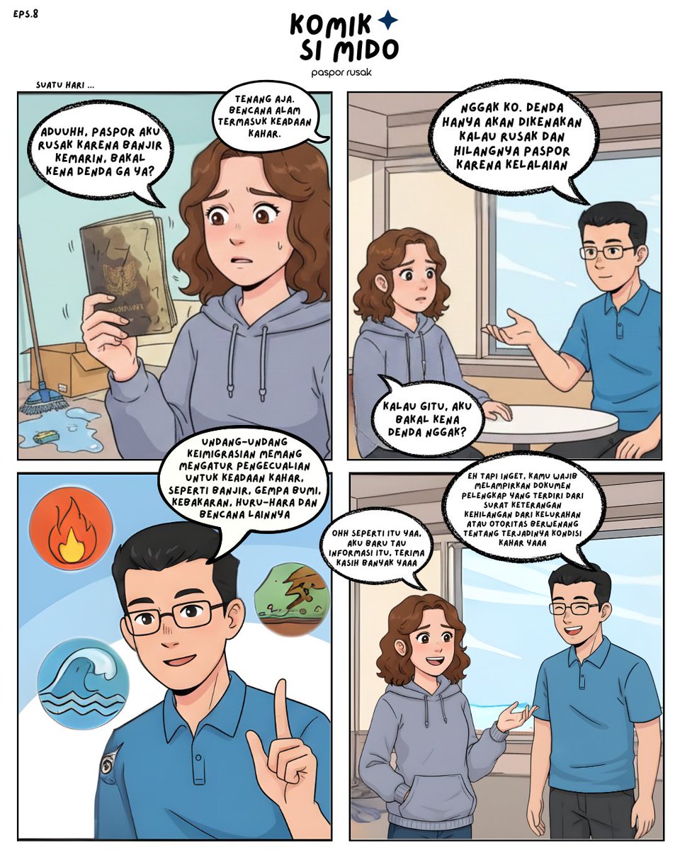 Musim hujan datang, risiko dokumen penting terkena banjir pun semakin tinggi. Kalau paspormu ikut terdampak dan mengalami kerusakan, jangan khawatir, Sobat Mido! Kamu tetap bisa mengajukan penggantian paspor rusak di kantor imigrasi.
#Kemenimipas #SetahunBerdampak