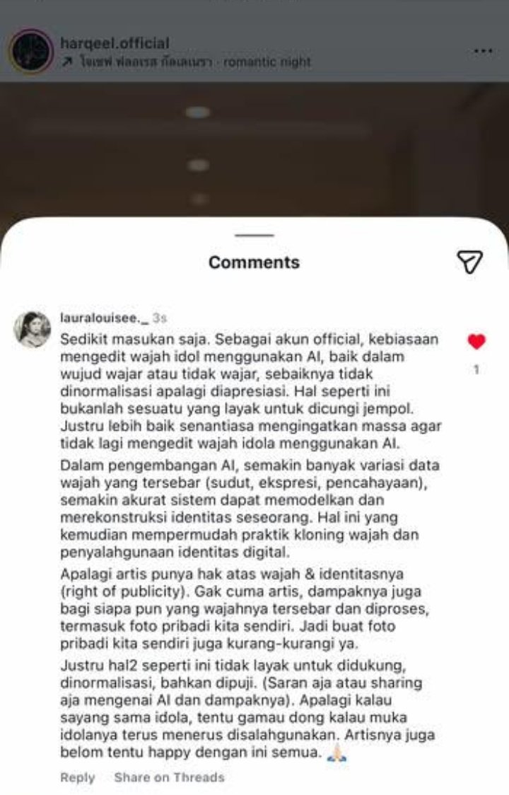 donatsmnis's tweet photo. kocak ,komenan orang di delete,anti kritik final boss ,demi kebaikan artis nutup mata lu ,stop AI !!! 
@harqeelofficial @HQProtect @Harqeel https://t.co/NTv1kXlBlU