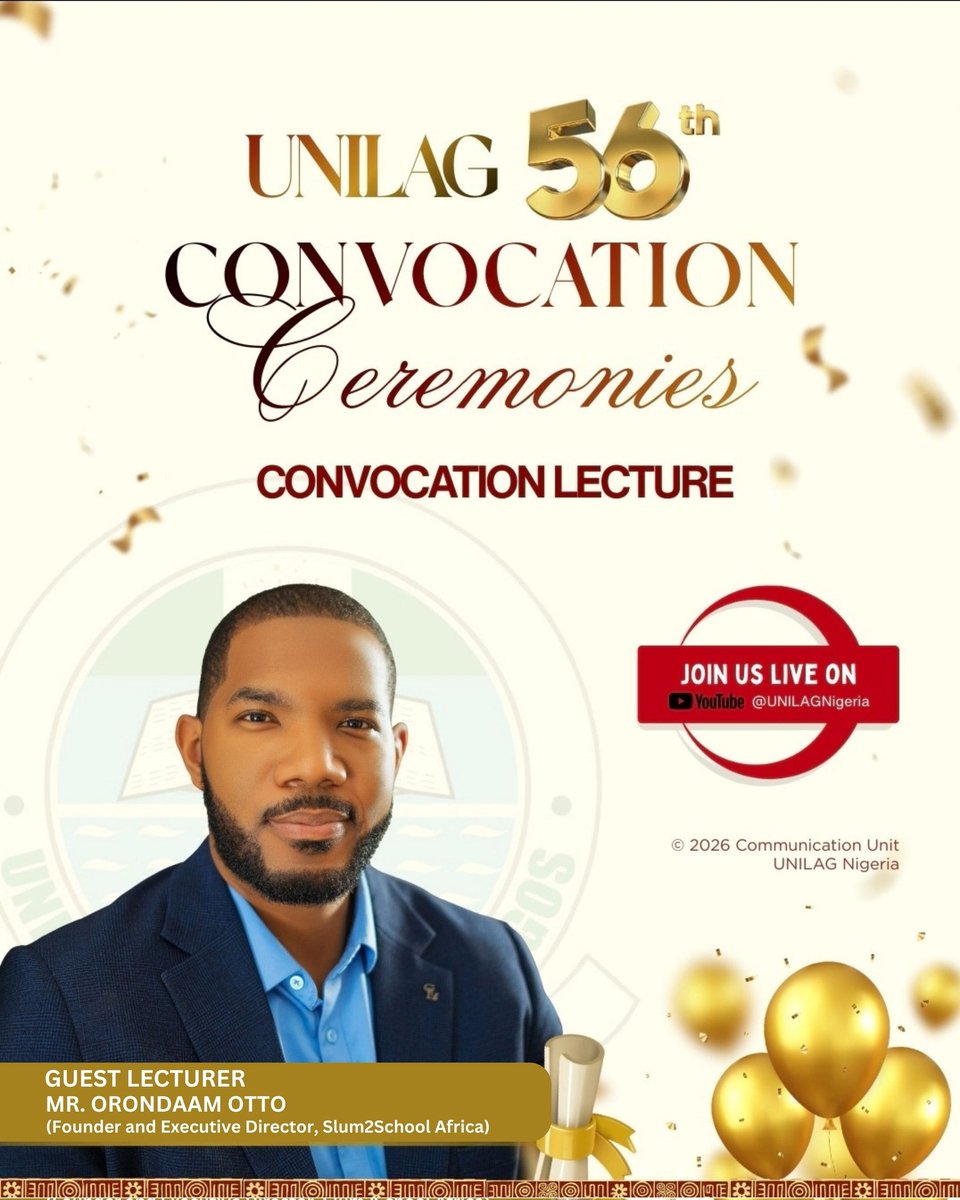 There are moments that humble you deeply. This is one of them.

I am honored to be invited as the Convocation Guest Lecturer for the 56th Convocation of the University of Lagos. To stand before an institution that has shaped minds for generations, and be entrusted to speak into