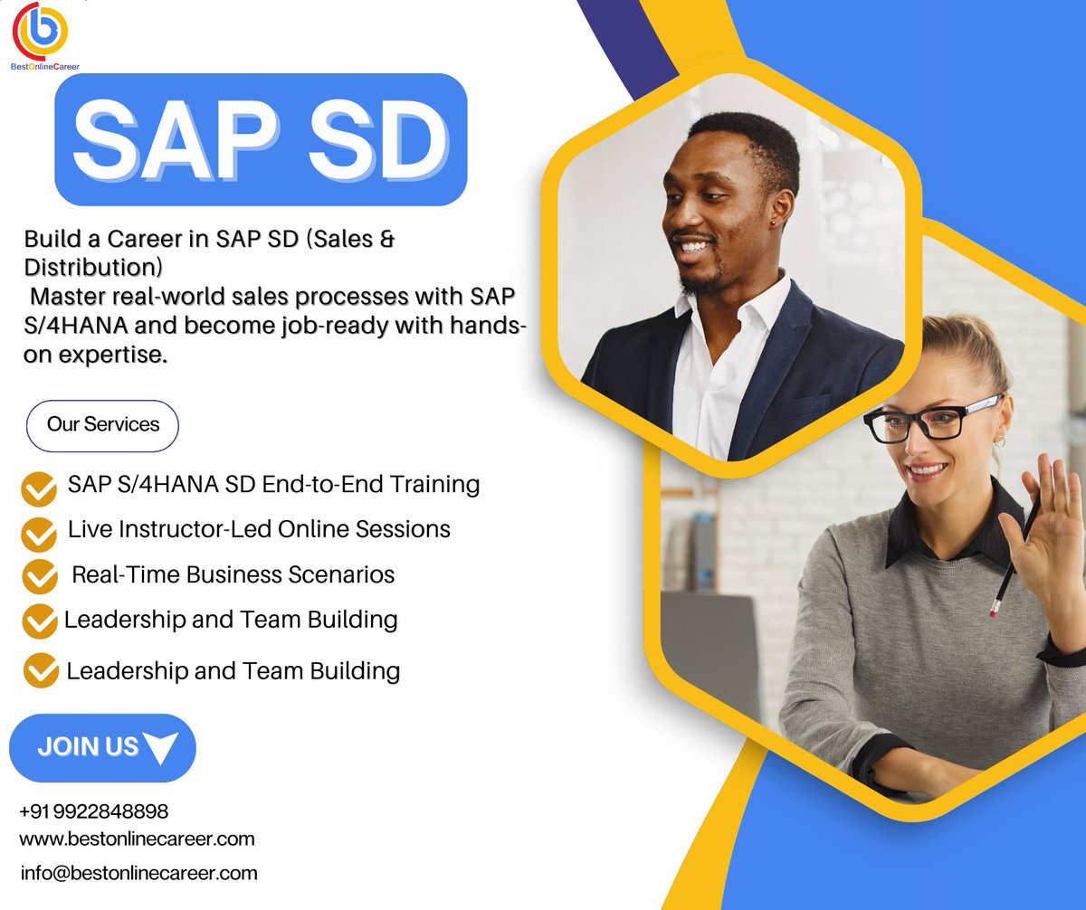 🚀 Advance Your SAP Career with SAP SD (Sales &amp; Distribution)

📝 Registration Link: forms.gle/HdTtGCQJrAmdcR…

#SAPSD #SAPS4HANA #SAPSDOnlineTraining #SAPConsultant #ERPProfessionals #SAPCareer #SAPJobs #SAPFunctionalConsultant #OrderToCash #PricingProcedure #SAPSales