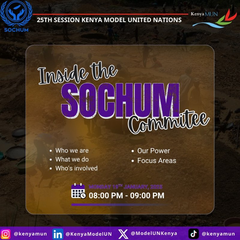 Human rights, Culture &amp; Social justice, does this speak to you? Then SOCHUM might just be your committee.
Join us as we break down who we are, what we do, and the power of SOCHUM in shaping policies that impact real lives.
🔗 meet.google.com/hcd-mcad-zhd
#KMUN25th #ElevatingAction