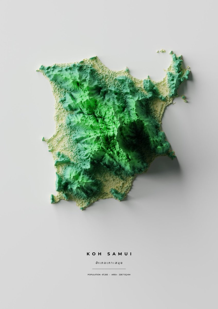 Topography Map of Koh Samui 🏝️ 🇹🇭