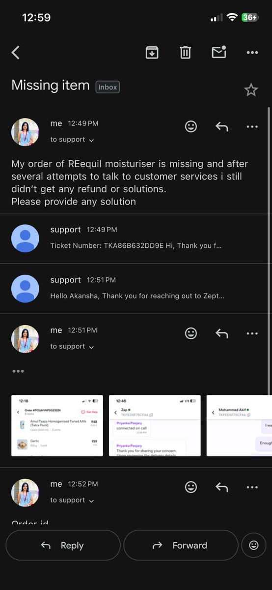 the_0_man's tweet photo. here were the responses from the customer care. 
dear @ZeptoNow
@zeptocares
your internal checks do not ensure that the items were  actually delivered and handed over to the customer. 
kindly look into it and either deliver the missing item or do the refund. https://t.co/tC19uWtNOa
