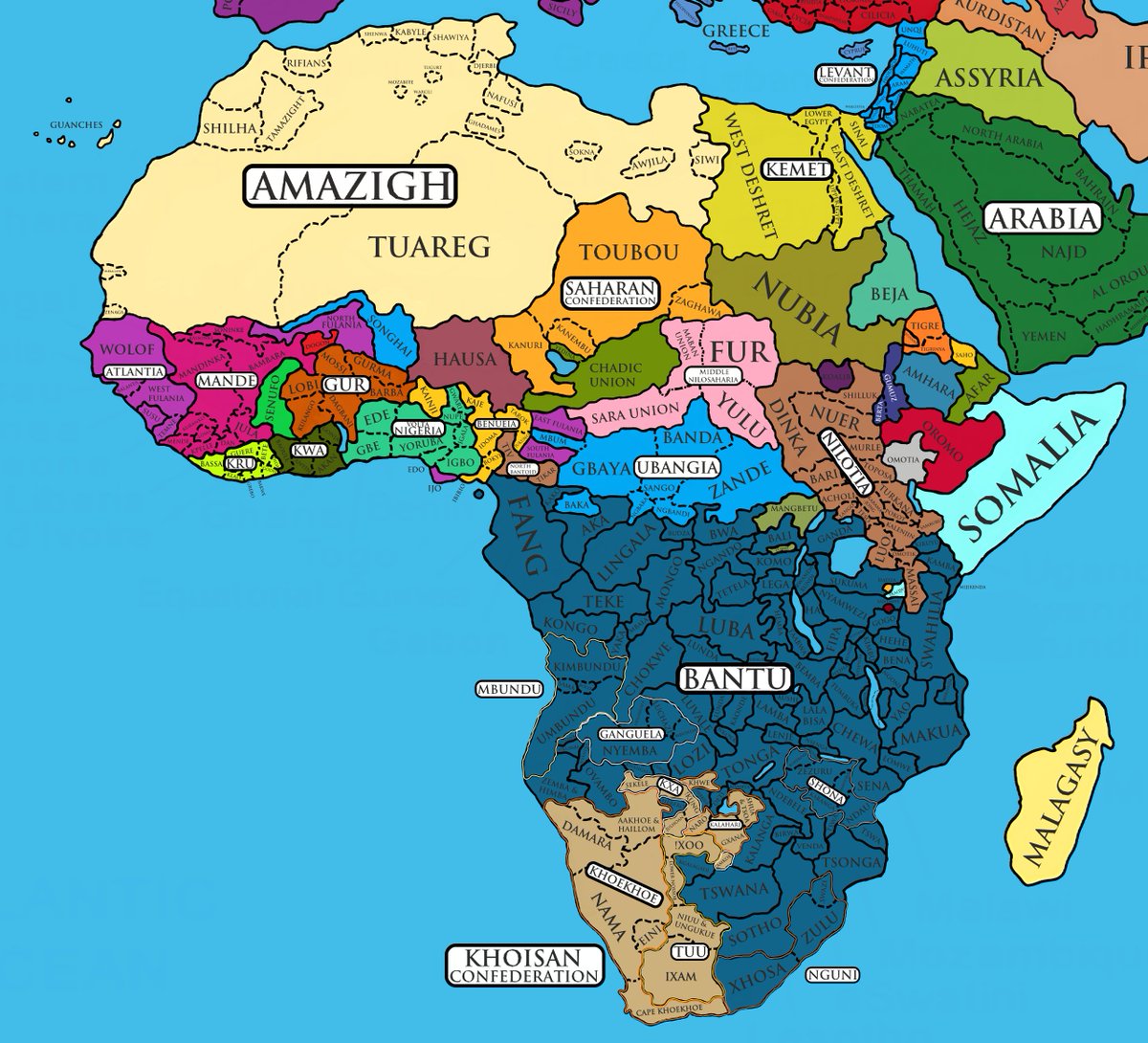 Civixplorer's tweet image. Ethnolinguistic map of Africa.
