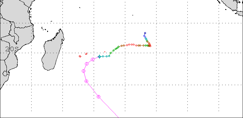 meteo_reunion's tweet photo. #DUDZAI au plus près de la Réunion 🇷🇪 prévu le mardi 20 janvier vers 9h32 à 343 km... https://t.co/xTo7vXMgXR https://t.co/PWVwSZ0gRp