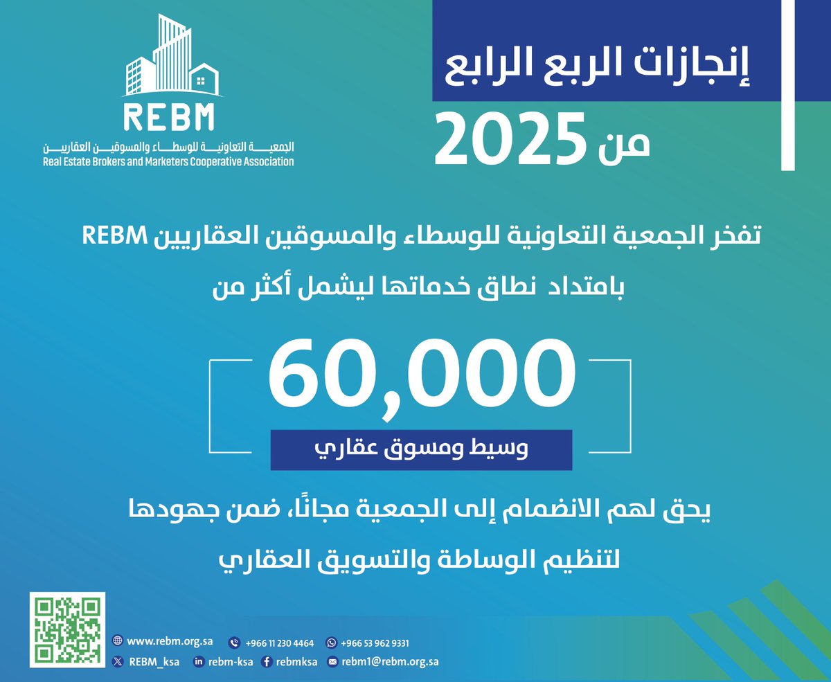 🔗للانضمام:
docs.google.com/forms/d/e/1FAI…

#الجمعية_التعاونية_للوسطاء_والمسوقين_العقاريين_REBM