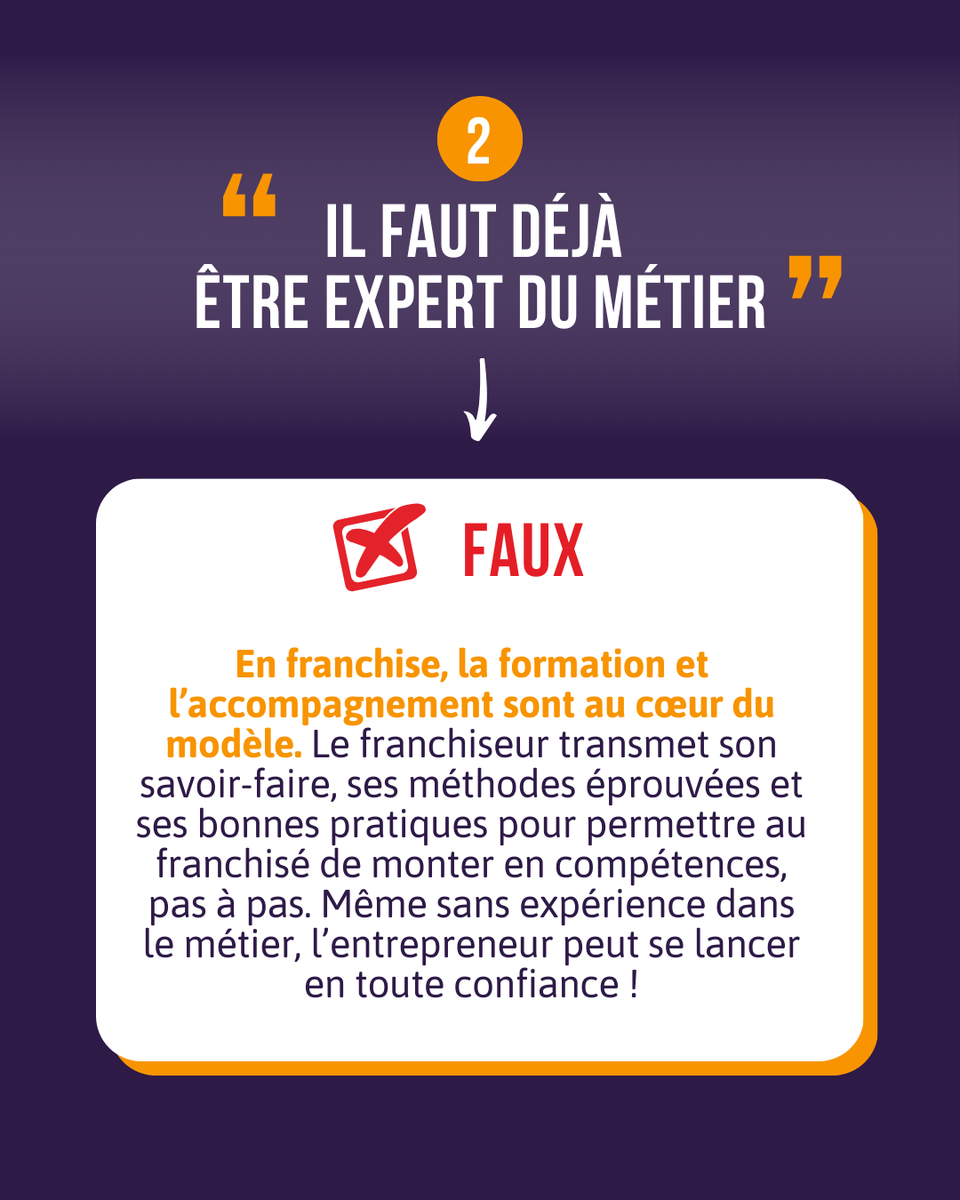Franchise_FFF's tweet photo. 💡 Les idées reçues sur la franchise ? On les casse toutes !

En franchise, vous restez indépendant tout en étant soutenu, vous apprenez, vous grandissez et vous faites partie d’une vraie communauté. https://t.co/oZ2RttYZQn