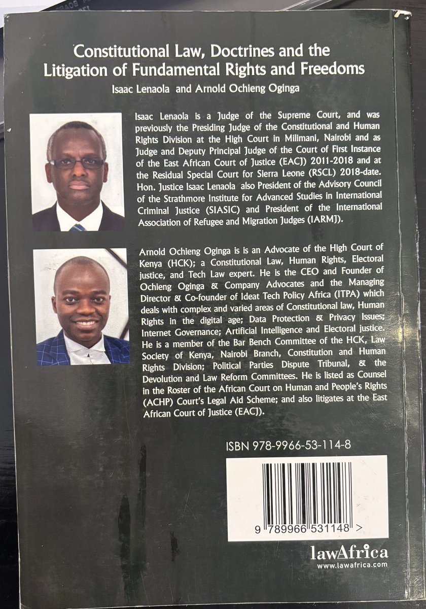 Based on the JSC interviews for Judges I would highly recommend this amazing book by Justice Lenaola… it covers the general topics in constitutional law and litigation of fundamental rights and freedoms…🤔
Cc <a href="/LawAfrica_Ltd/">LawAfrica Publishing Limited</a> <a href="/NuriaStore/">Nuria Bookstore Kenya</a>