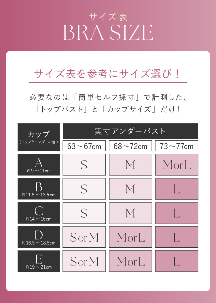 Felitureの下着、「S・M・L展開だとサイズ合うかちょっと不安…💭」
そんな声、実はとても多いです。

Felitureはサイズ表から自分に合うサイズを選べて、
ふわふわのスフレパッドが胸にやさしくフィット。
さらに3個どめ4段階調節ホックだから、アンダーも細かく調節できます。