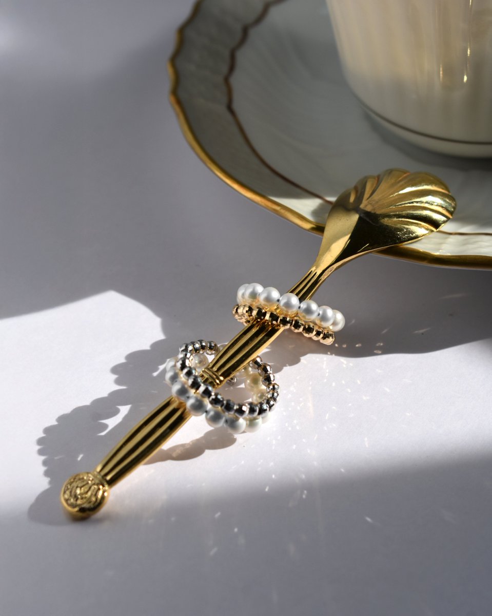 🤍 Spiral Pearl Ring Gold💛 or Silver🩶？ 重ね付けもアリなFree