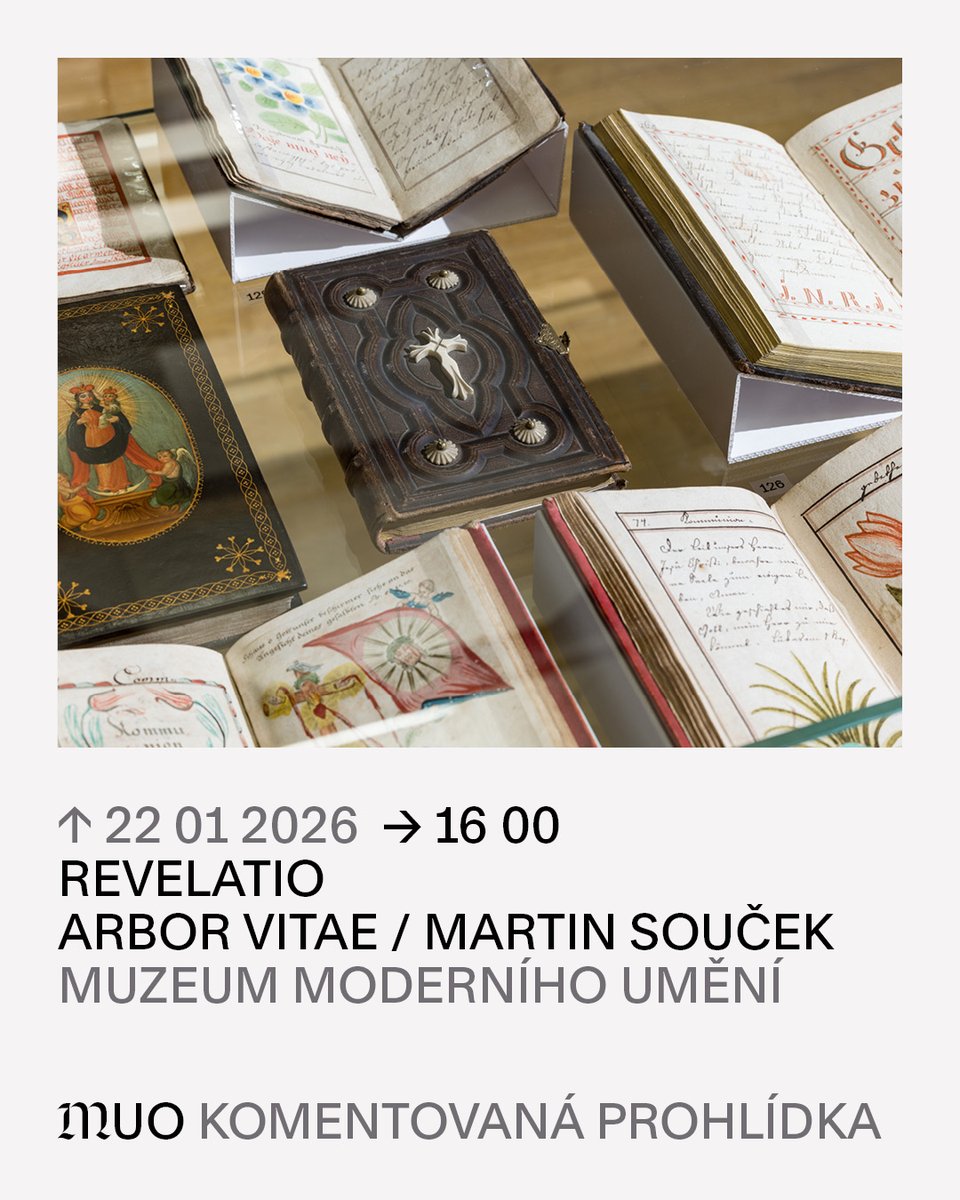 muzeumumeni's tweet photo. Zveme vás na komentovanou prohlídku výstavy Revelatio. Arbor vitae / Martin Souček. Kurátorka Olga Š. Staníková vás provede úchvatnou sbírkou básníka a nakladatele Martina Součka📚 #MUO #Olomouc #Revelatio #KomentovanáProhlídka
Podrobnosti a vstupenky 👉🎟️ https://t.co/xxX7mOT6Hm https://t.co/WczDS0NbHn