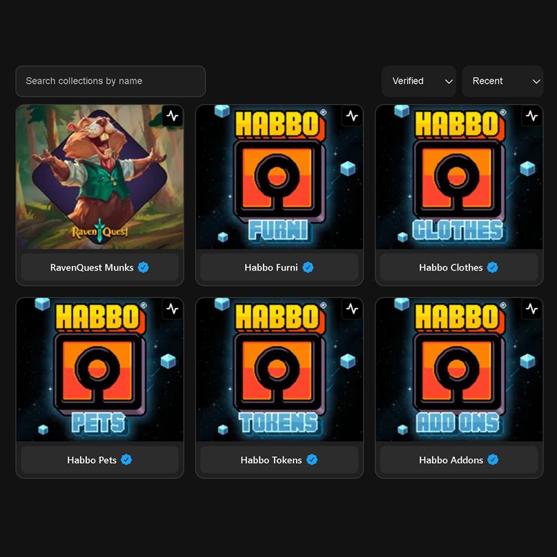 New Collections have joined <a href="/Immutable/">Immutable</a> zkEVM network this week.

🔹<a href="/Habbo/">Habbo</a>'s 5 collections.
🔹<a href="/RavenQuestGame/">RavenQuest</a>'s Munks.

➡️renoimx.com/marketplace/
#Habbo #Immutable #zkevm #RavenQuest